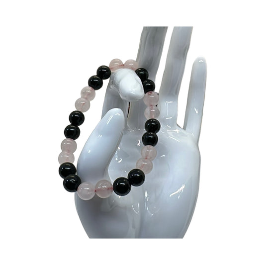 Black Obsidian with Rose Quartz Bracelets - SoulStone Love & Protection